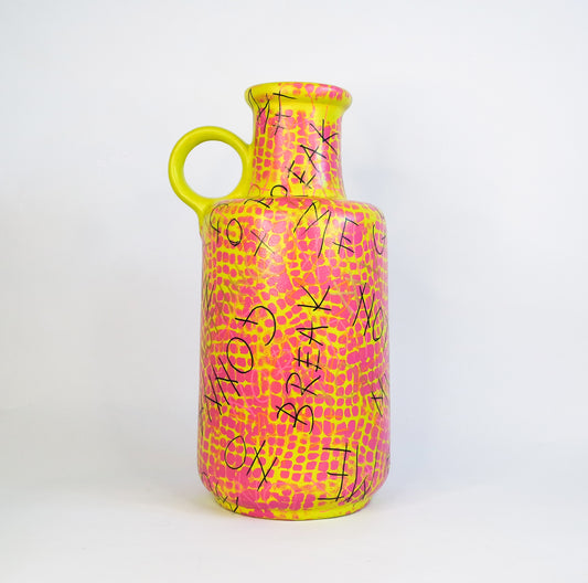 Snake print graffiti vase